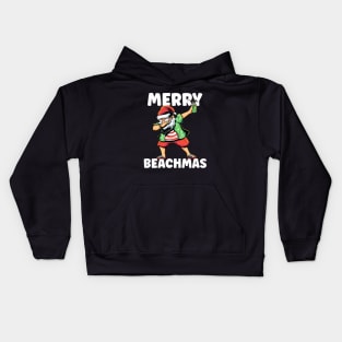 Merry Beachmas Dabbing Beach Santa Christmas Kids Hoodie